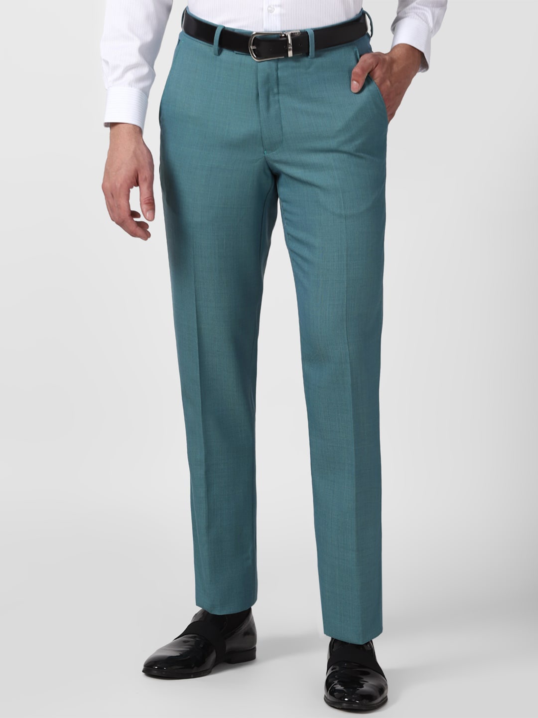 

Van Heusen Men Mid-Rise Formal Trousers, Green