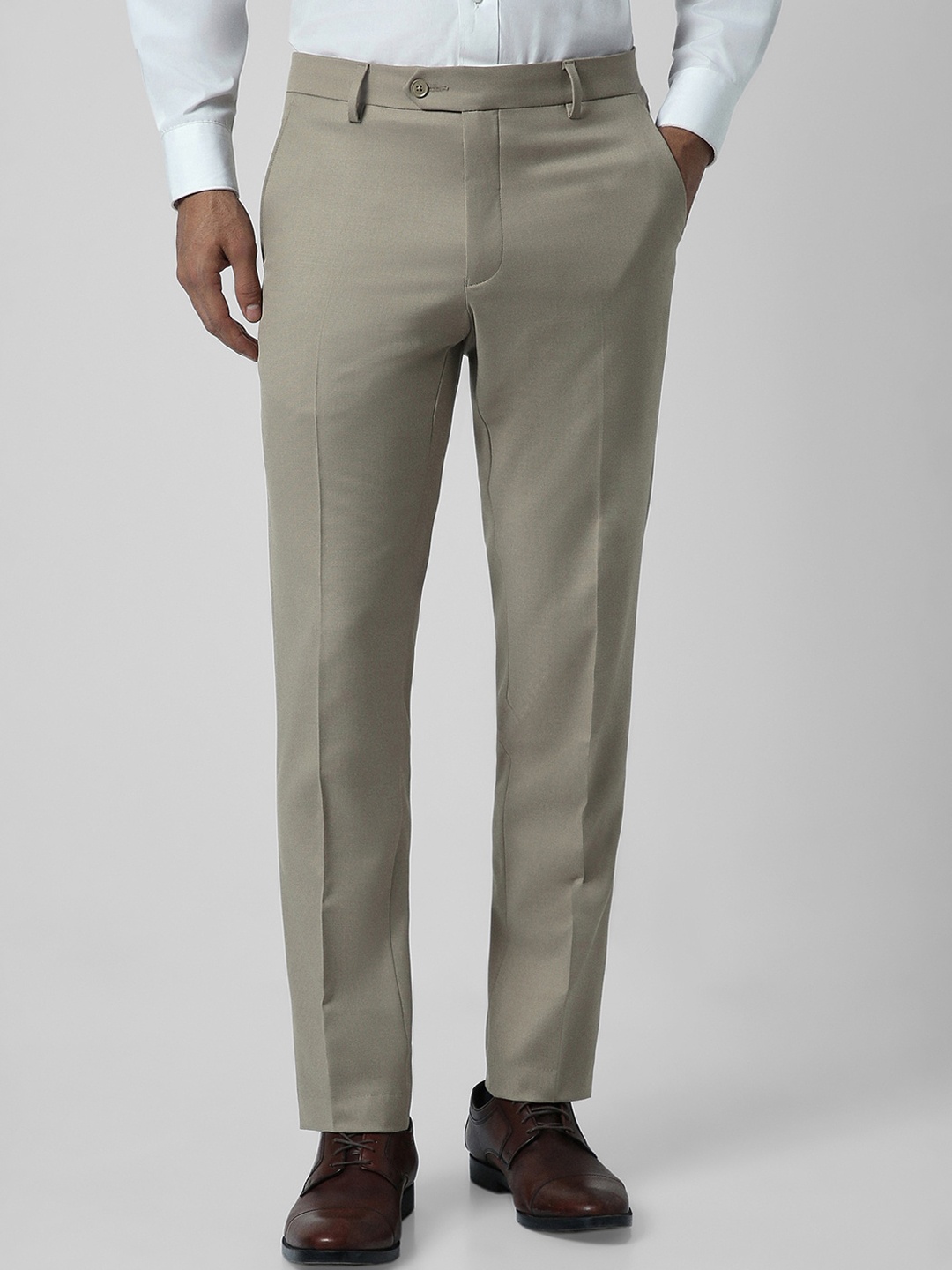 

Van Heusen Men Slim Fit Formal Trousers, Beige