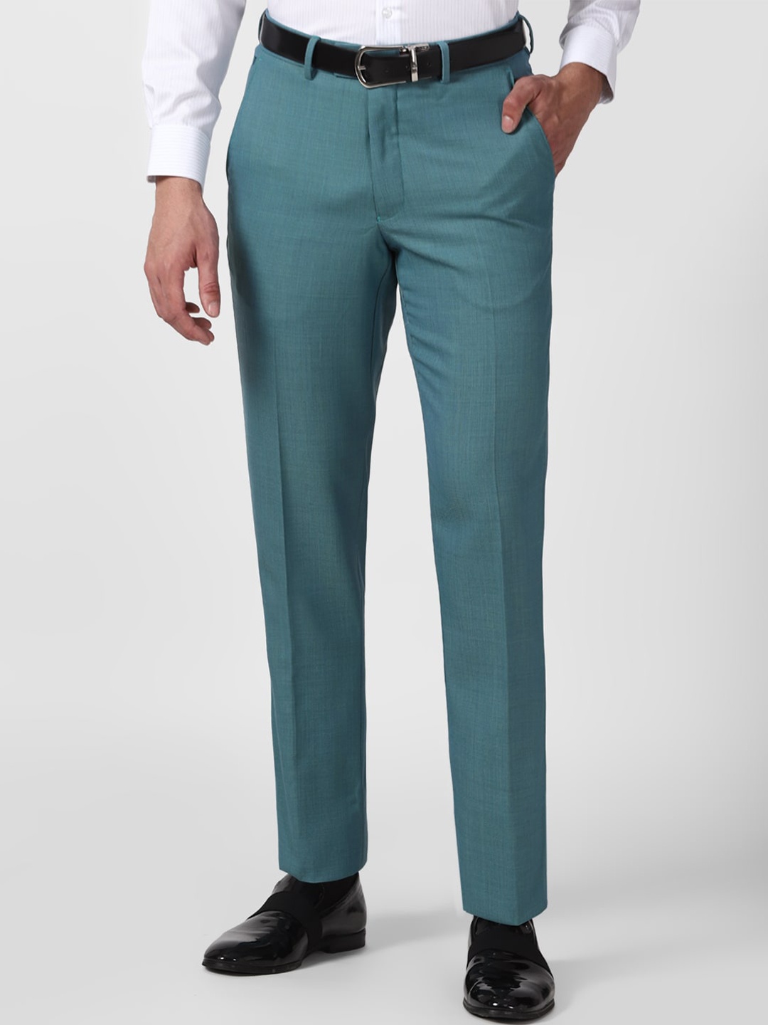 

Van Heusen Men Mid Rise Formal Trousers, Green
