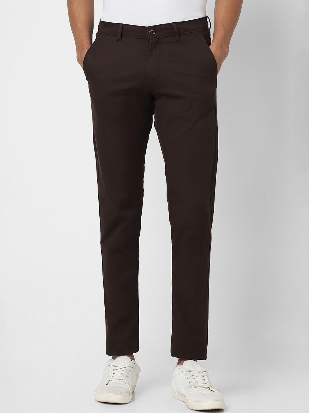 Van Heusen Sport Men Slim Fit Mid-Rise Regular Trousers, Brown