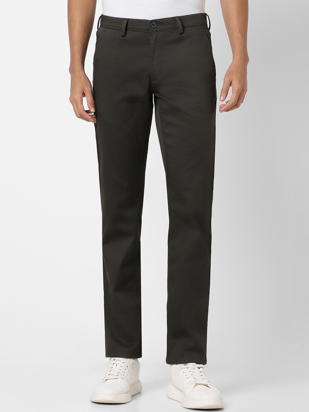 

Van Heusen Sport Men Slim Fit Mid-Rise Pure Cotton Regular Trousers, Olive
