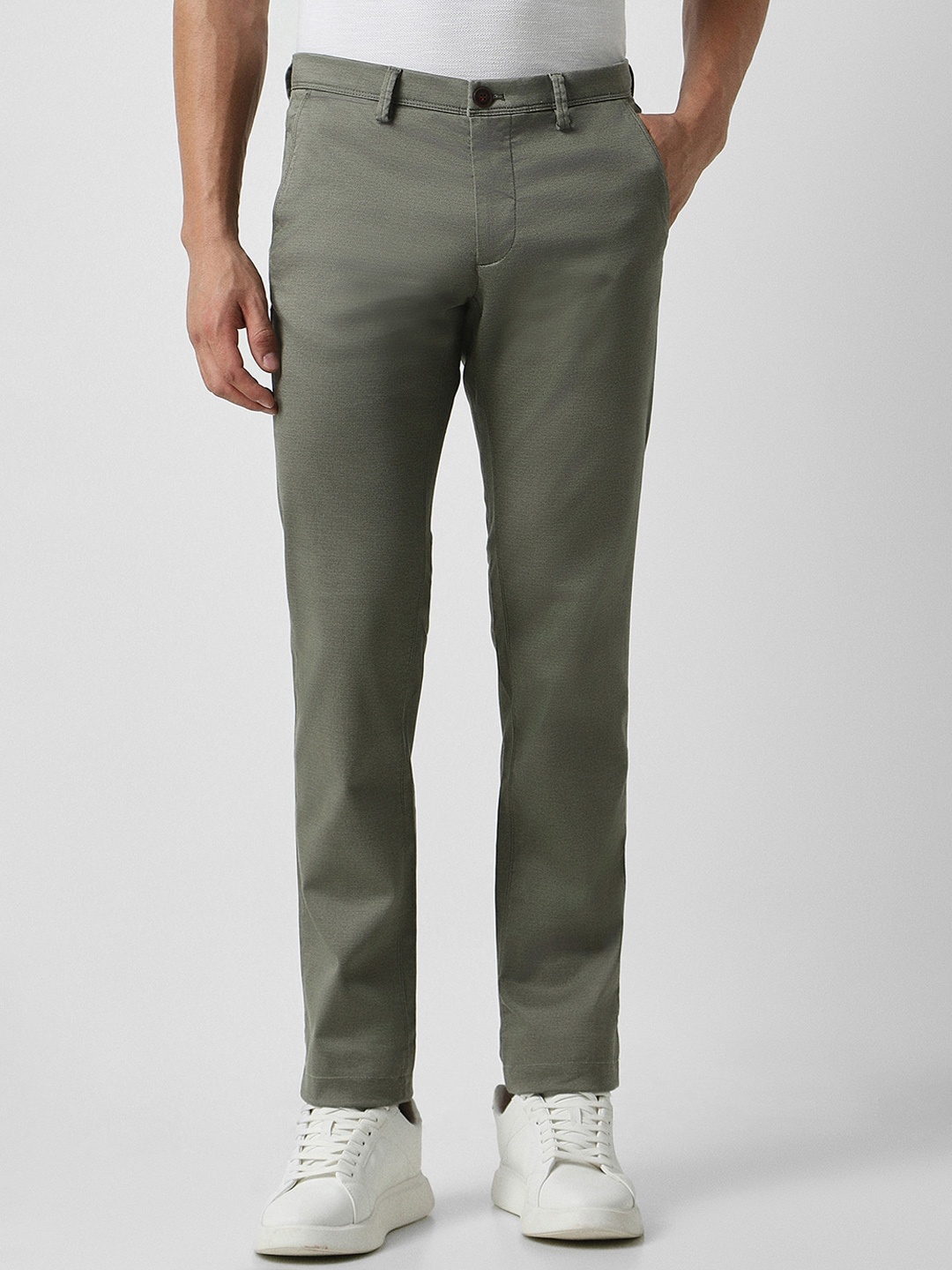 

Van Heusen Sport Men Slim Fit Mid-Rise Regular Trousers, Olive