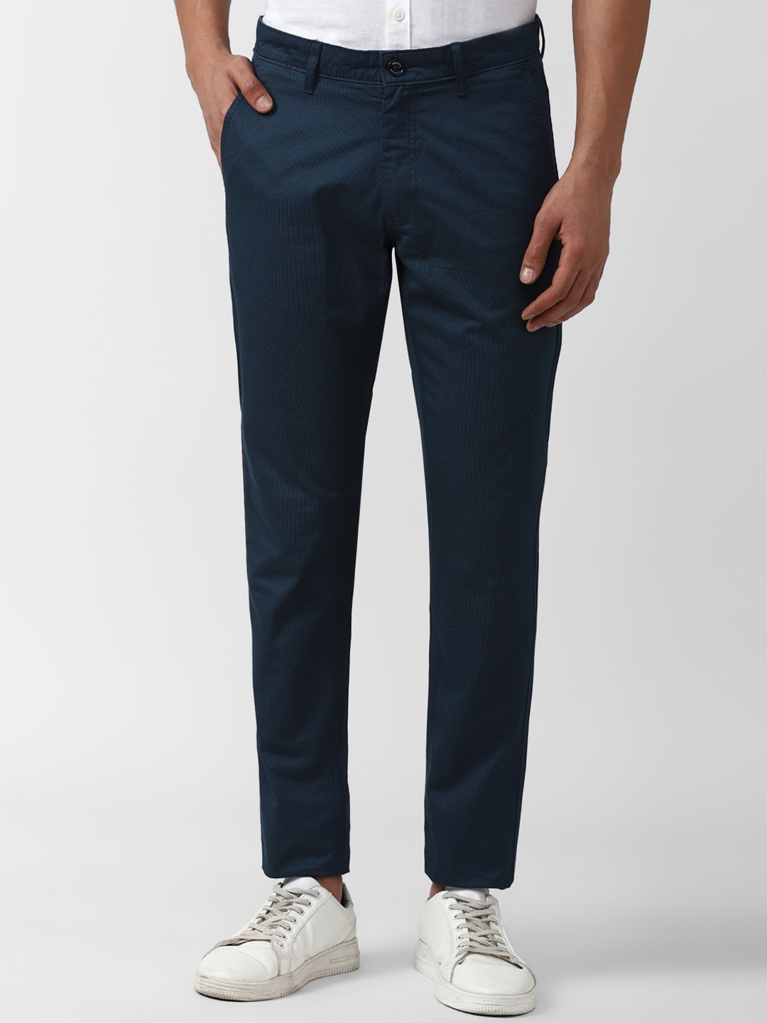Van Heusen Sport Men Slim Fit Pure Cotton Chinos Trousers, Navy blue