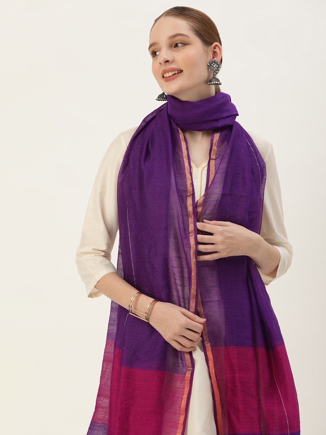 

ArtEastri Solid Dupatta, Purple