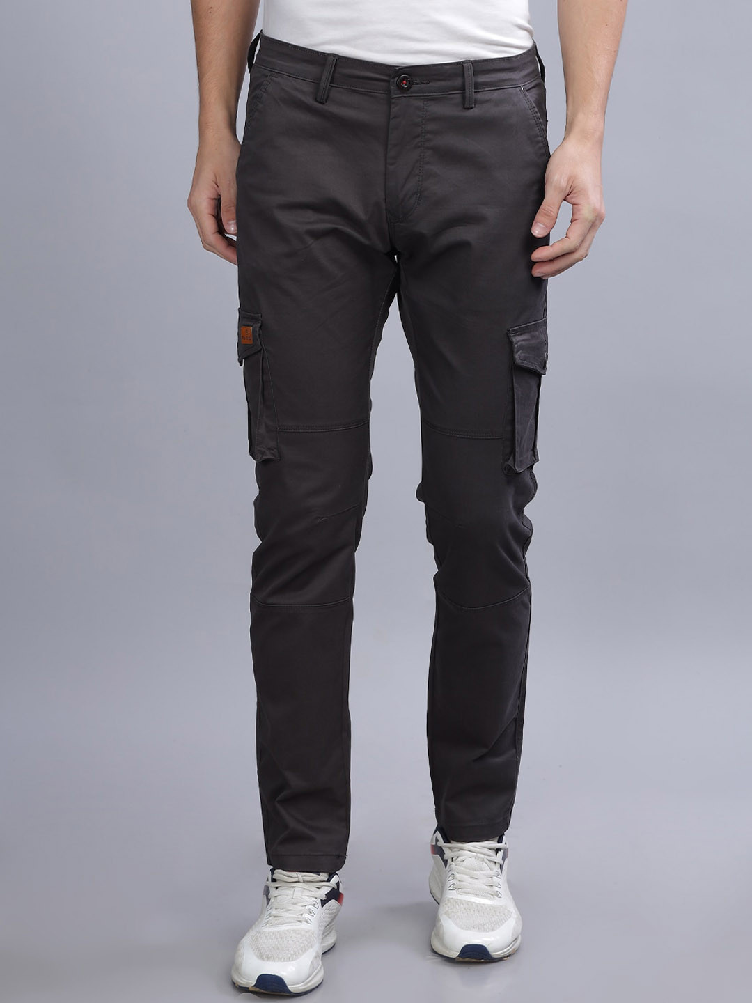 

PAUL STREET Men Smart Slim Fit Cargos, Grey
