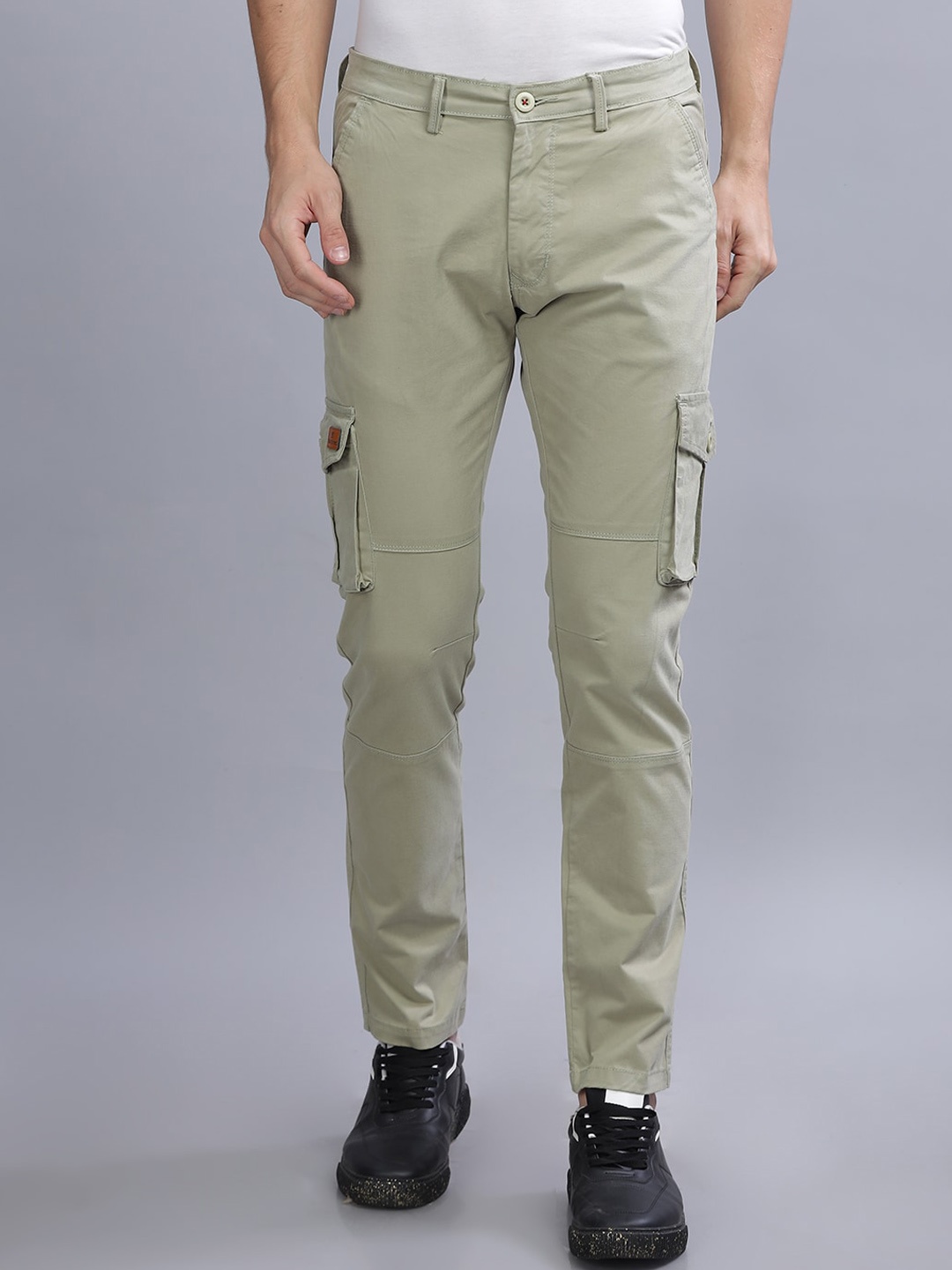 

PAUL STREET Men Smart Slim Fit Cargos, Green