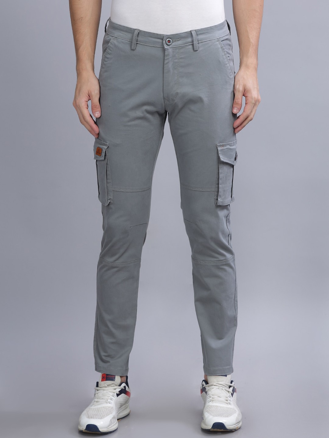 

PAUL STREET Men Smart Slim Fit Cargos, Grey