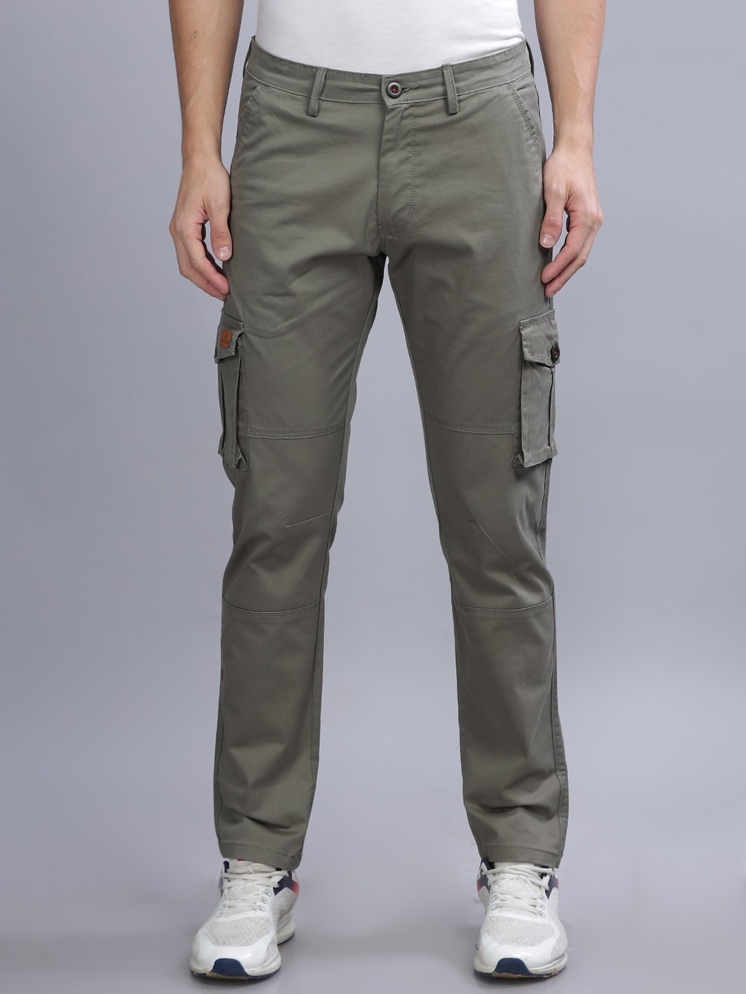 

PAUL STREET Men Smart Slim Fit Cargos, Olive