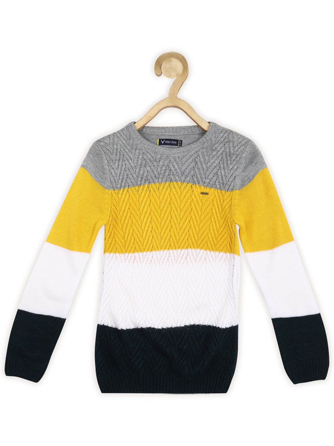 

Allen Solly Junior Boys Colourblocked Round Neck Long Sleeve Acrylic Pullover Sweater, White