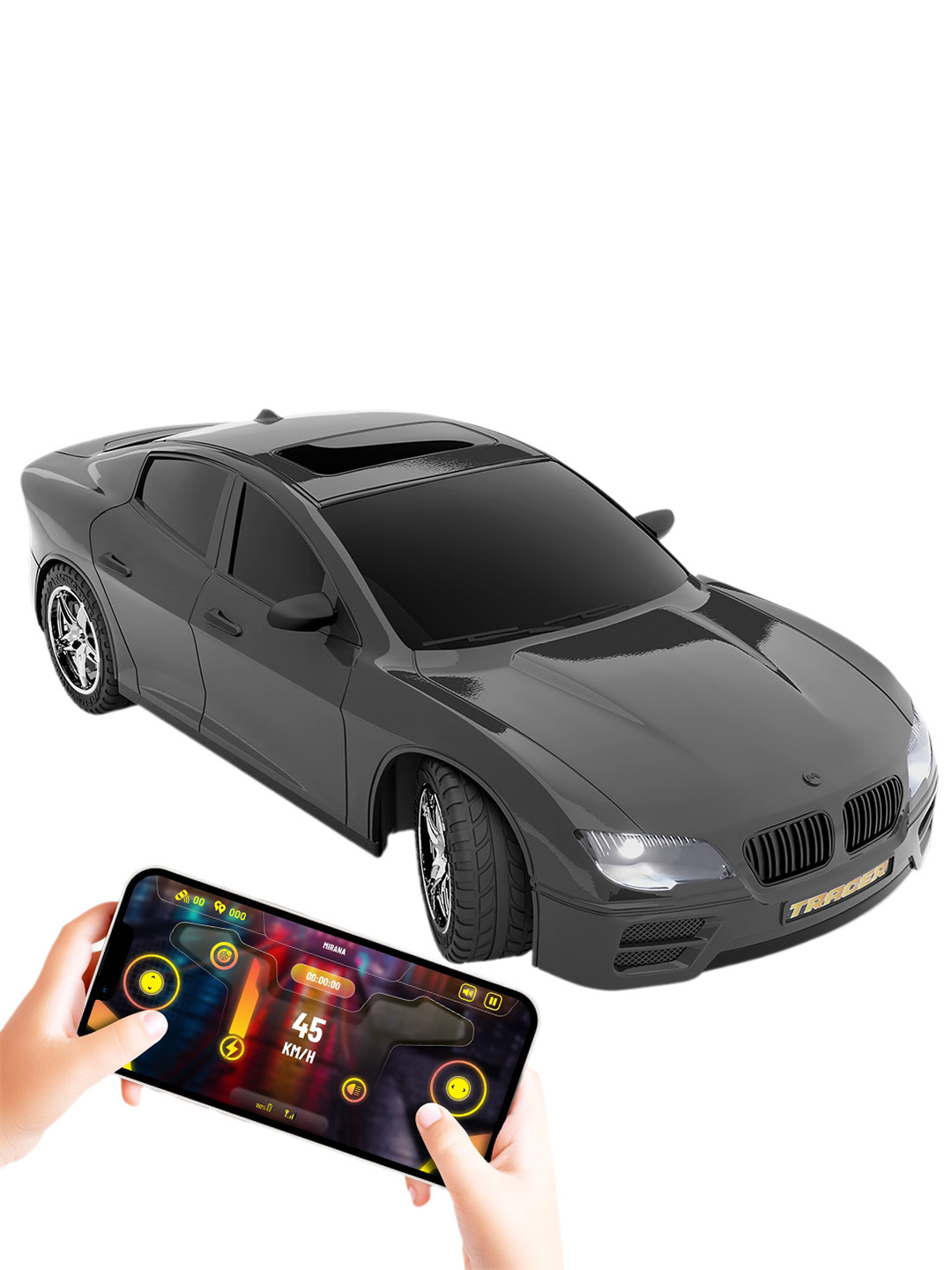 

Mirana Kids Tracer C-Type USB Rechargeable App Controlled Racing RC Car, Grey