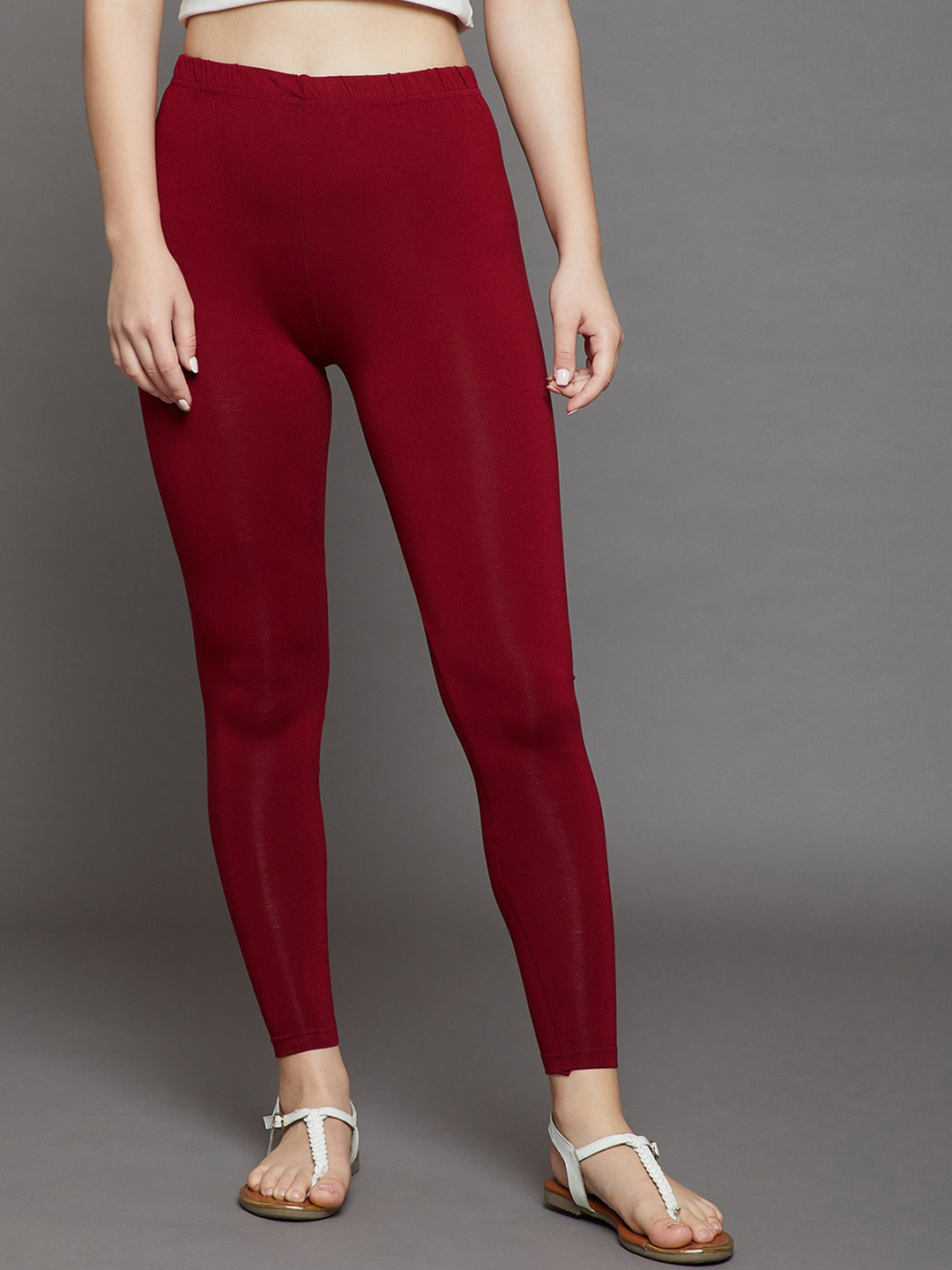 

THE PAJAMA FACTORY Churidar-Length Leggings, Maroon