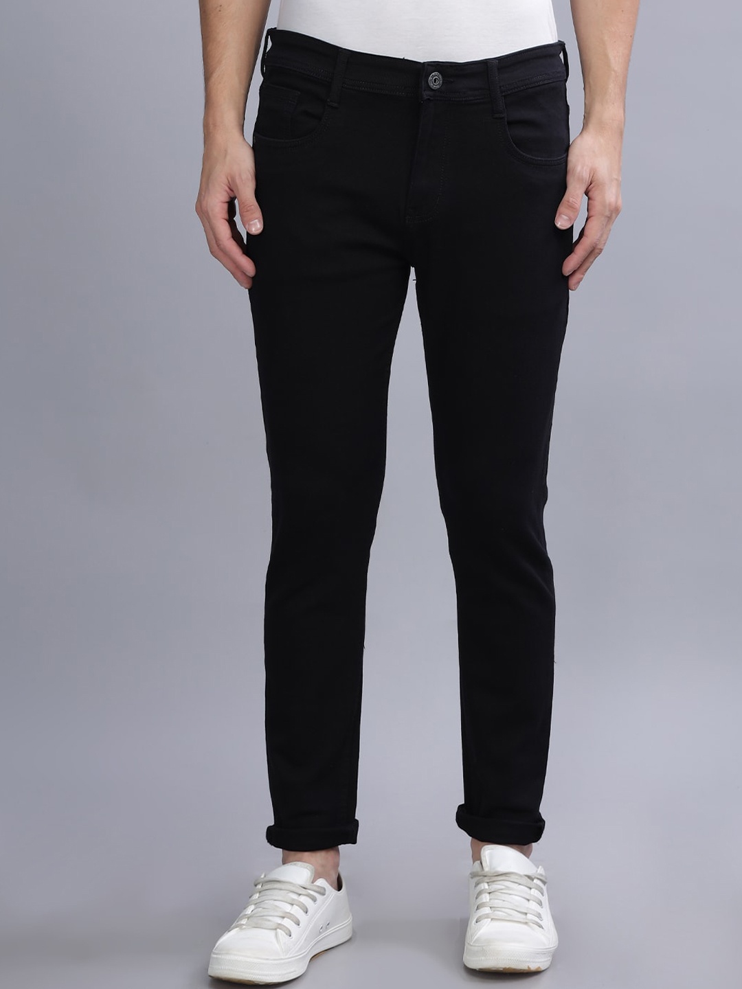 

PAUL STREET Men Tapered Fit Clean Look Stretchable Jeans, Black