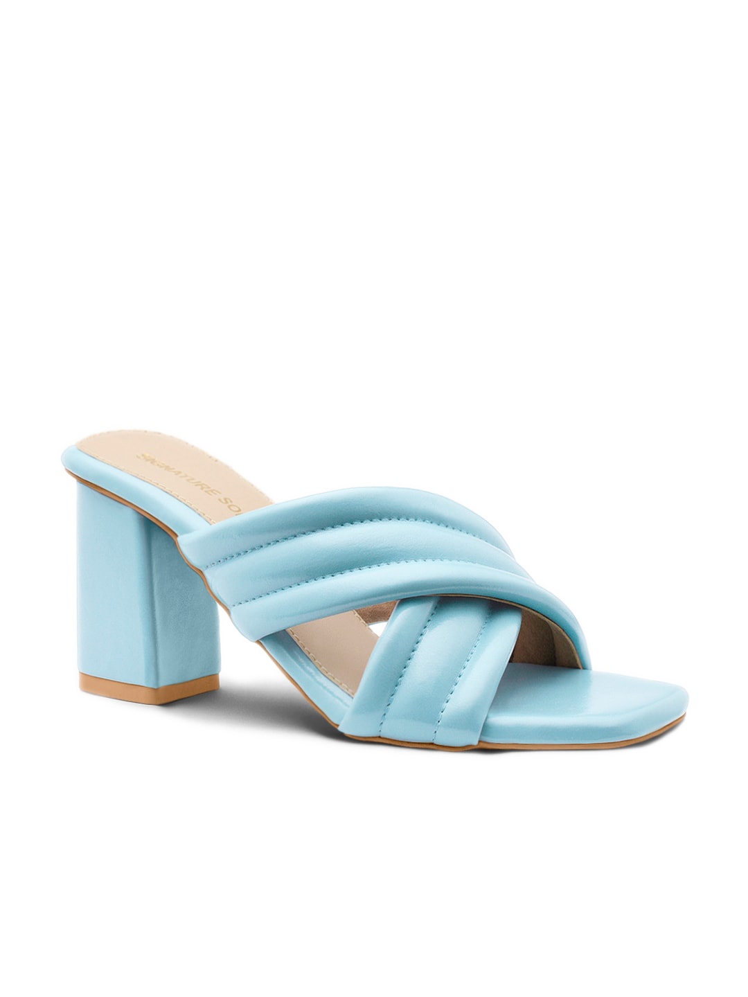 

Signature Sole Striped Block Heel Mules, Blue