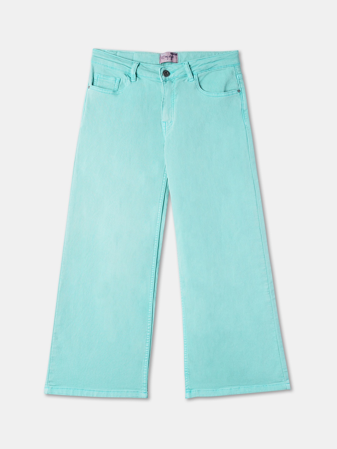 R&B Girls Straight Fit Comfort Cotton Jeans, Sea green