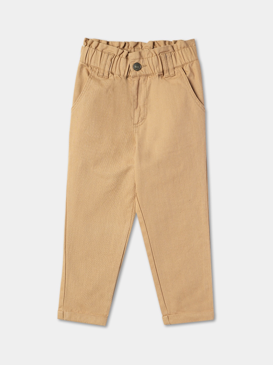 

R&B Girls Comfort Mid-Rise Cotton Jeans, Beige