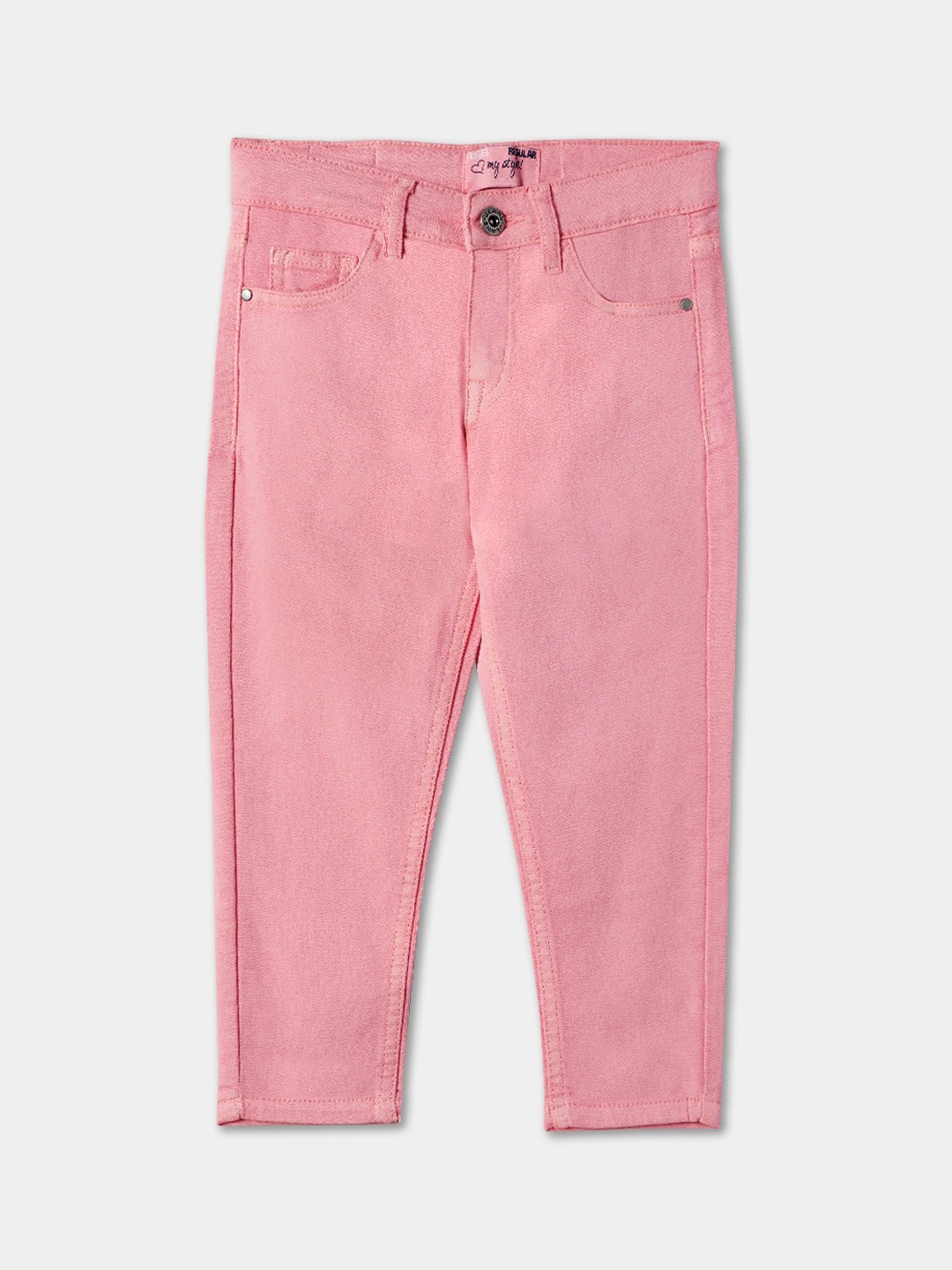 

R&B Girls Comfort Mid-Rise Cotton Jeans, Pink