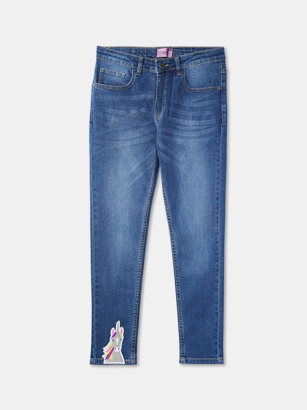 

R&B Girls Comfort Heavy Fade Cotton Jeans, Blue