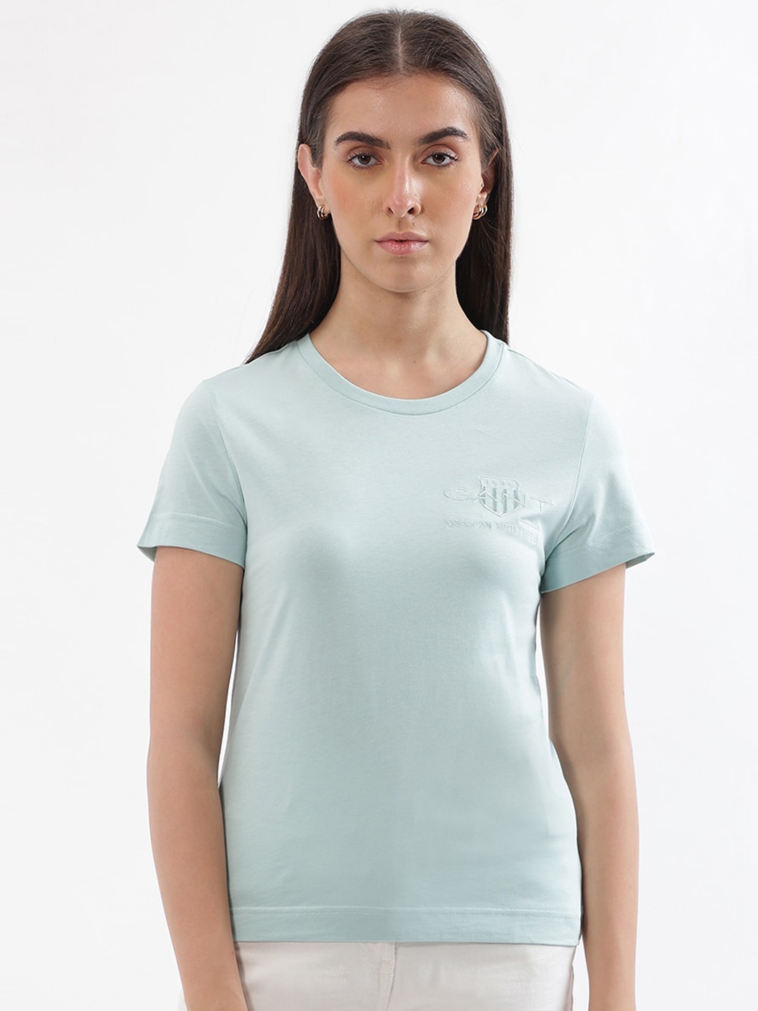 

GANT Round Neck Cotton T-Shirt, Blue