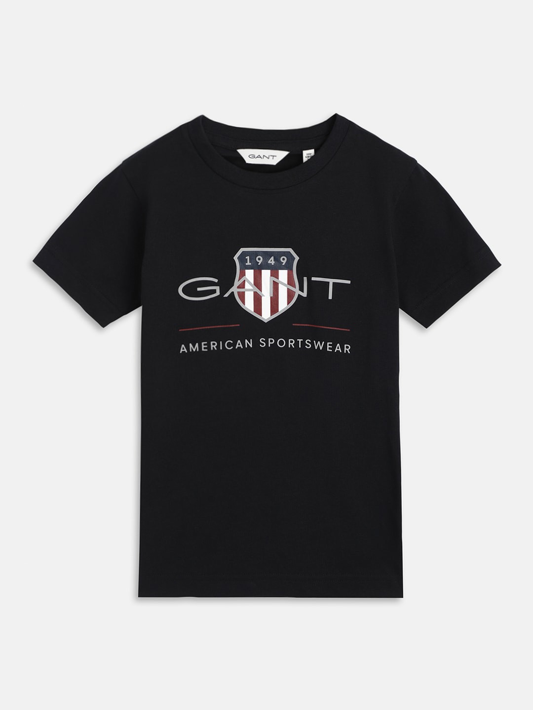 

GANT Boys Typography Printed Round Neck Pure Cotton T-shirt, Black