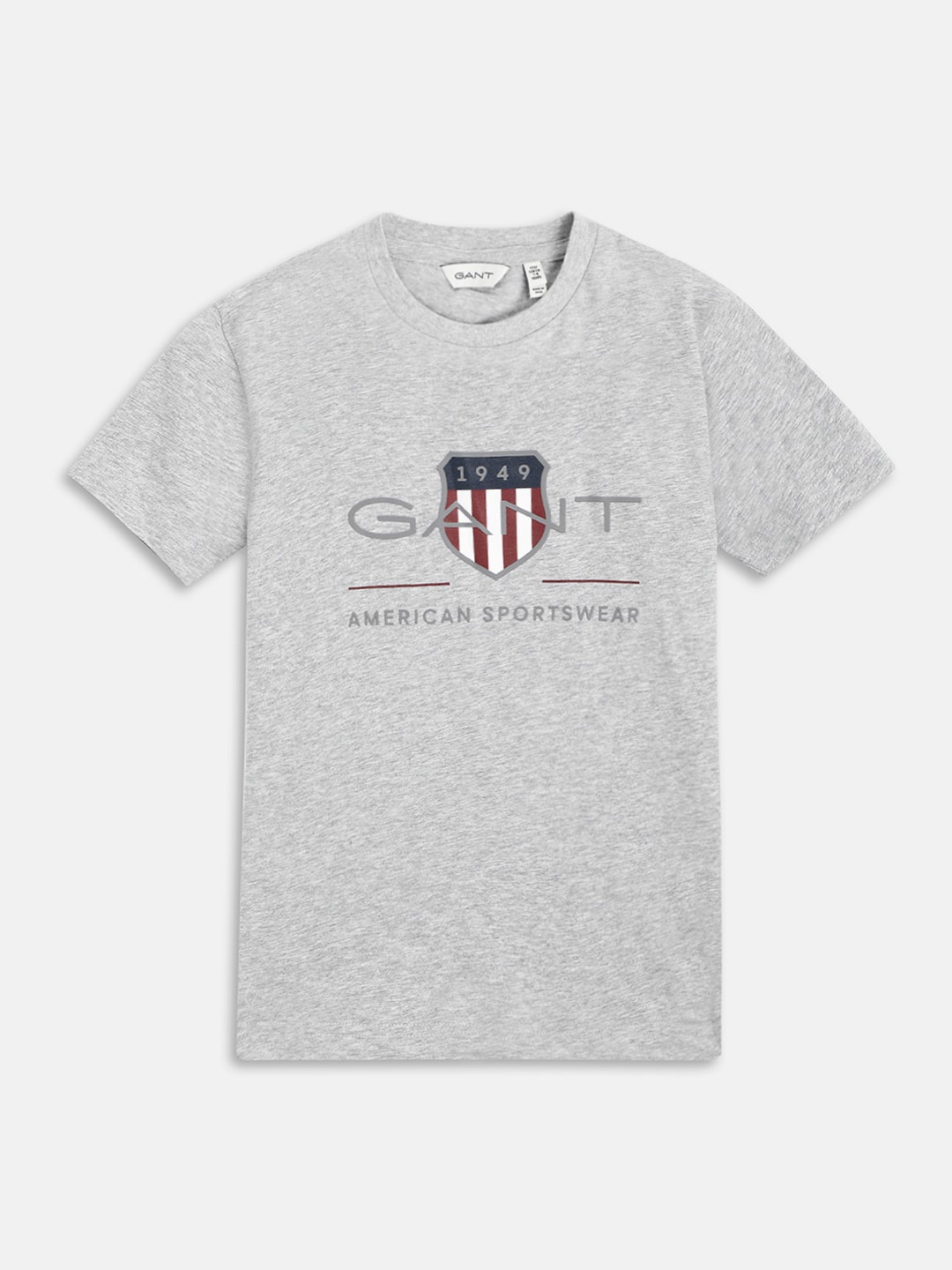 

GANT Boys Brand Logo Printed Round Neck Organic Cotton T-shirt, Grey