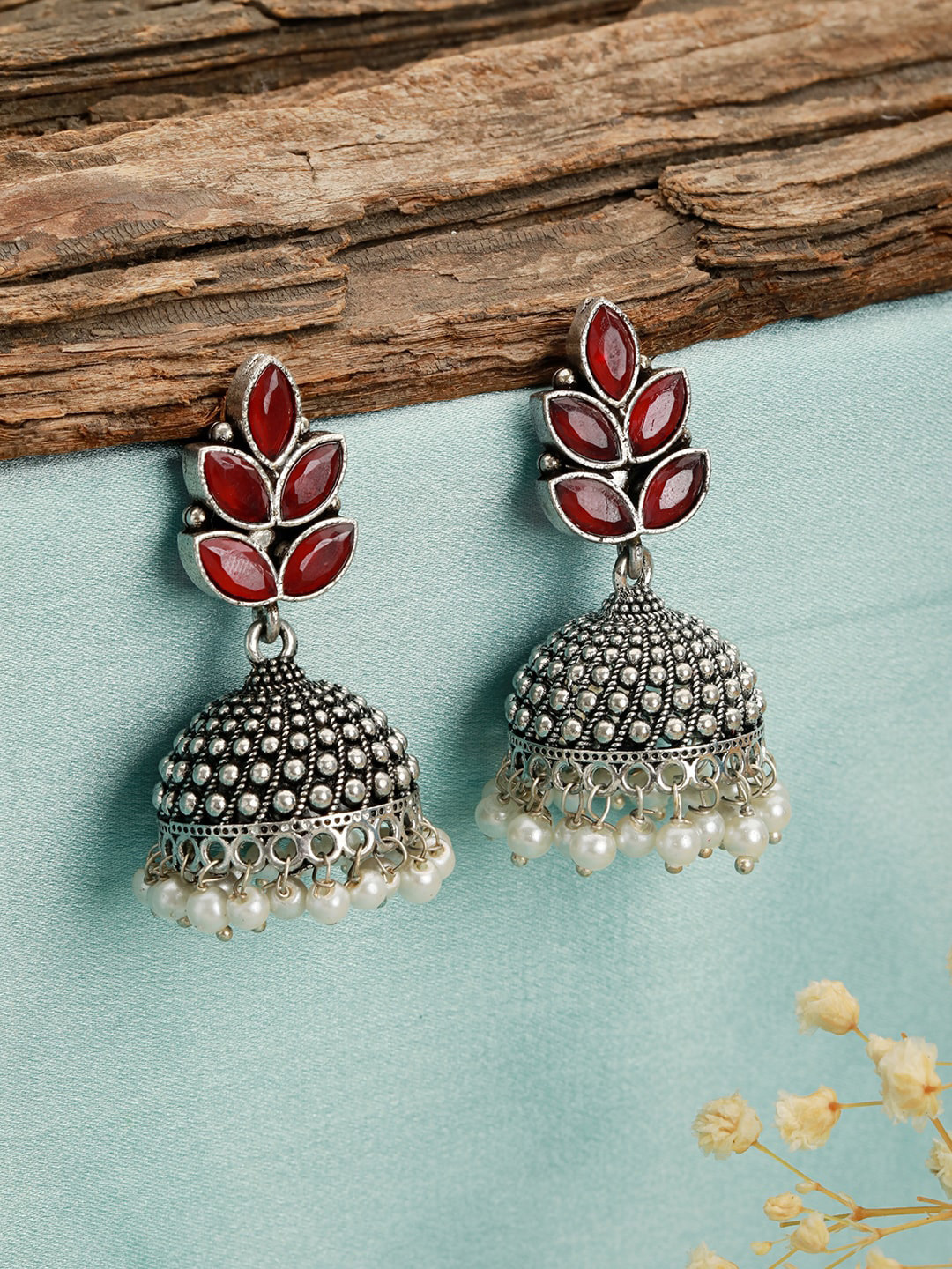 

Anouk Silver-Plated Dome Shaped Jhumkas