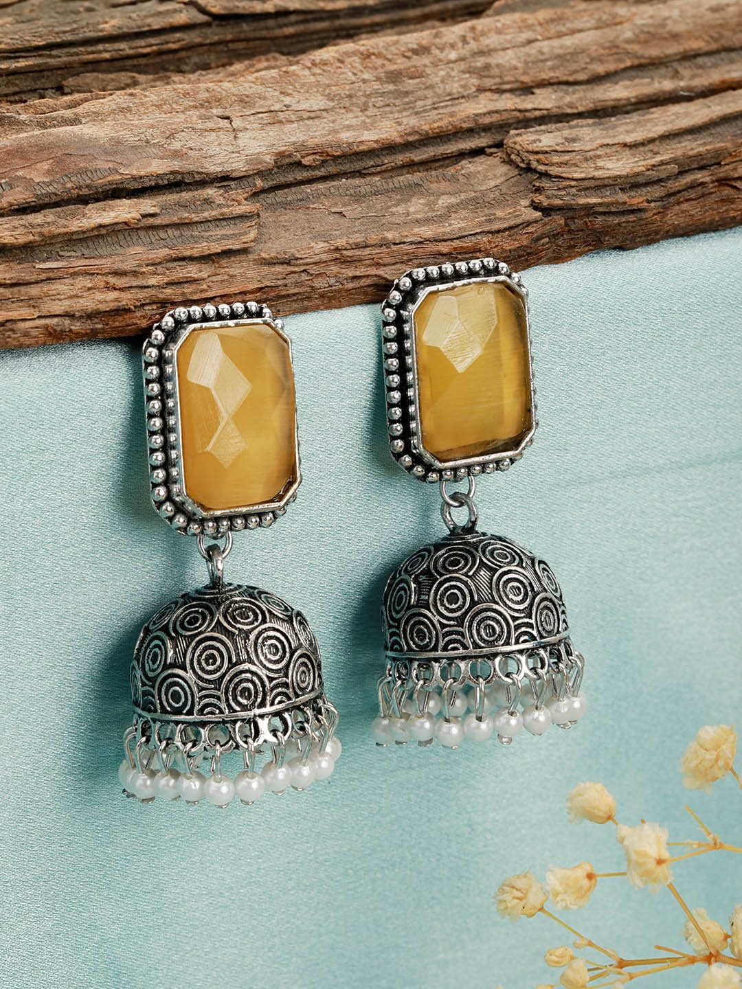 

Anouk Silver-Plated Contemporary Jhumkas Earrings