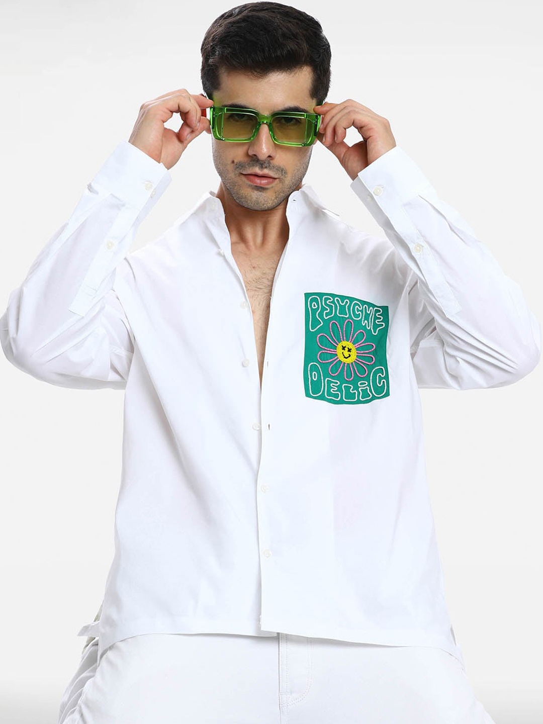 

Komal Kothari Graphic Printed Cotton Comfort Opaque Oversized Shirt, White