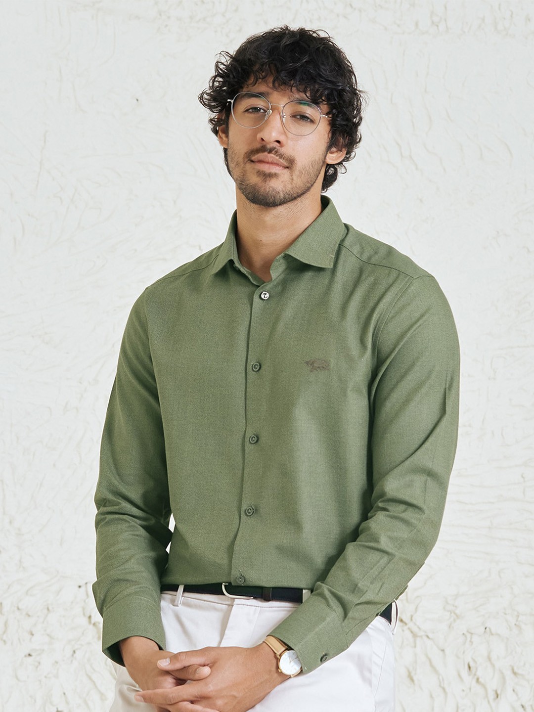 

Andamen Premium Slim Fit Cotton Formal Shirt, Olive