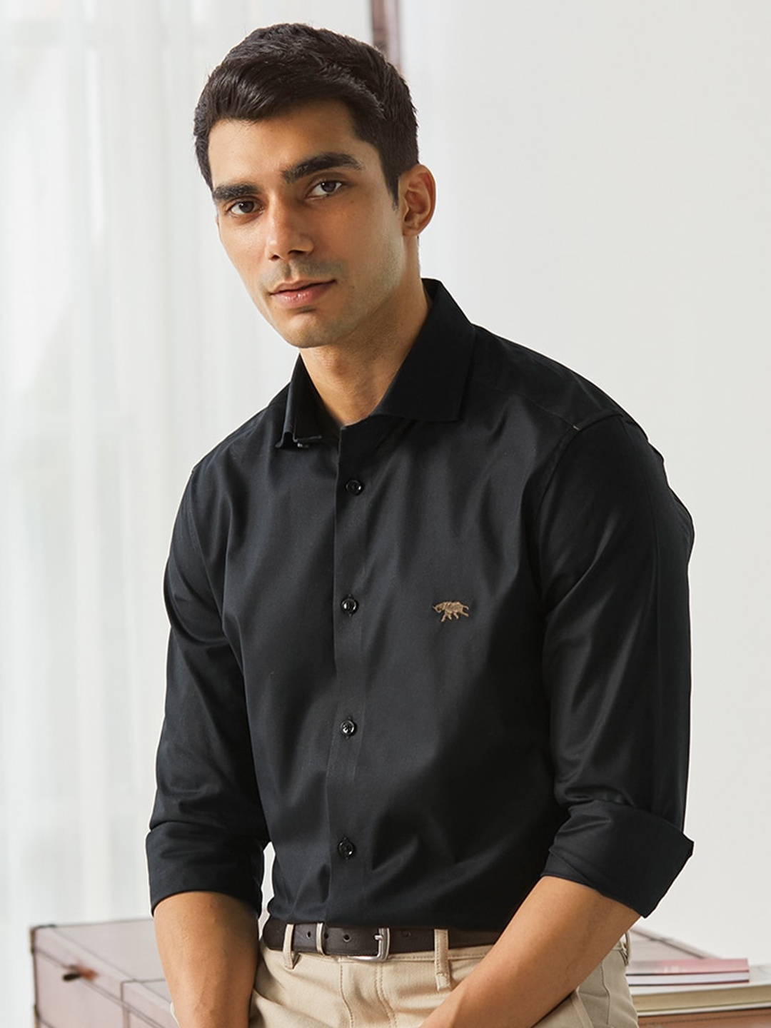 

Andamen Premium Opaque Cotton Casual Shirt, Black