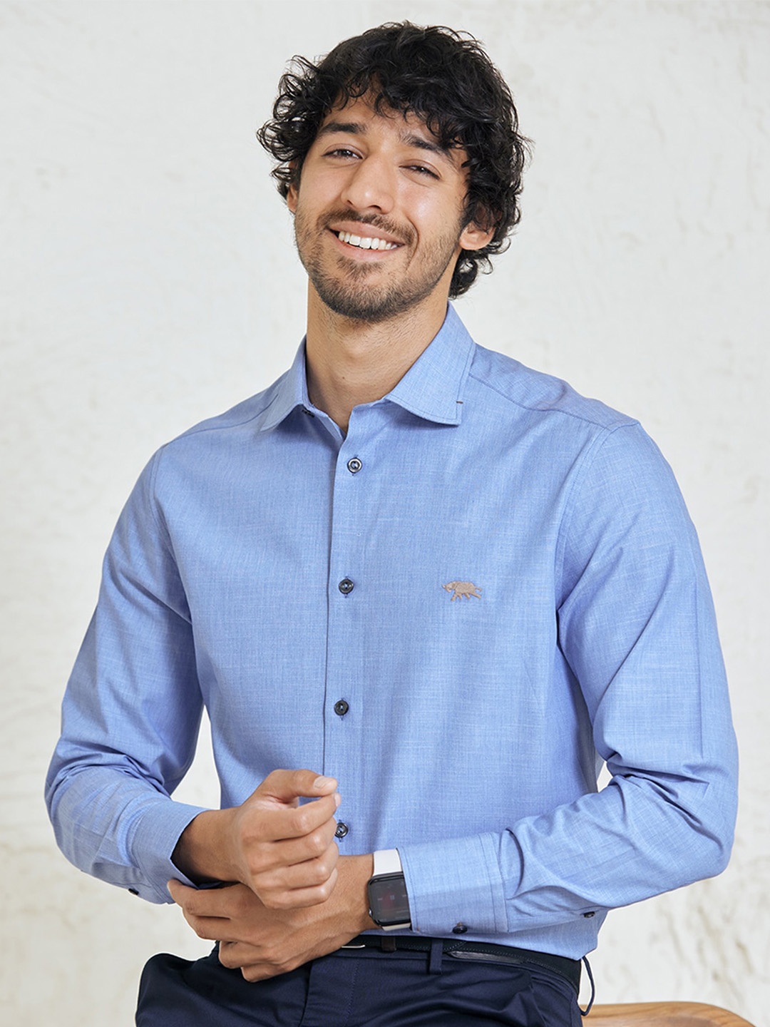 

Andamen Premium Cutaway Collar Cotton Semiformal Shirt, Blue