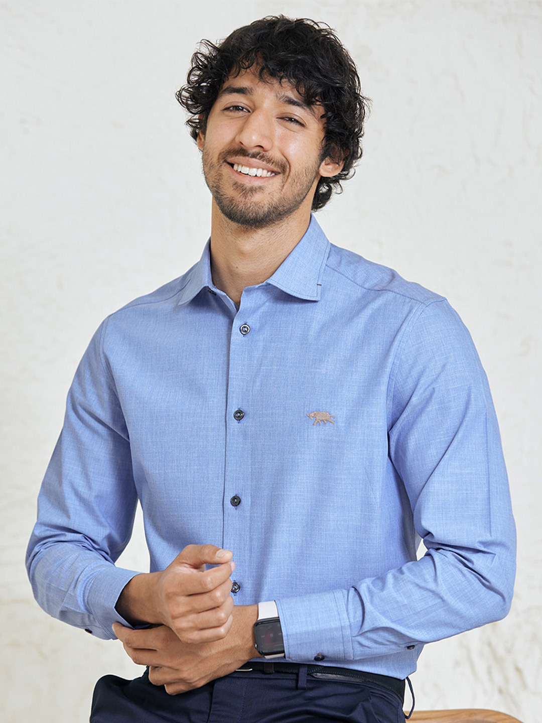 

Andamen Premium Slim Fit Cotton Formal Shirt, Blue