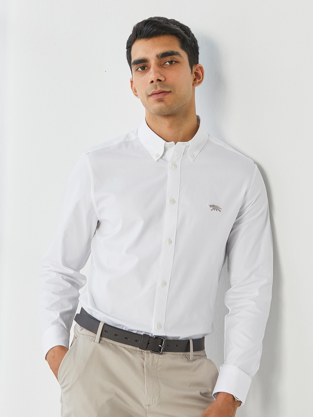 

Andamen Premium Button Down Collar Cotton Formal Shirt, White