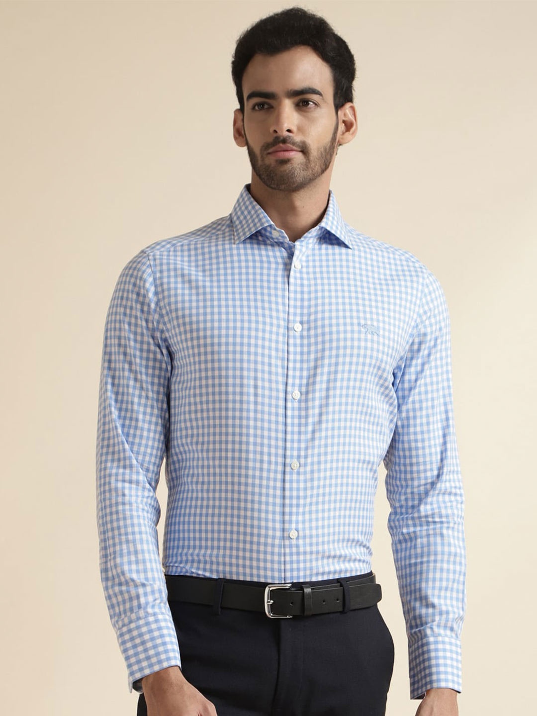 

Andamen Premium Slim Fit Checked Cotton Formal Shirt, Blue