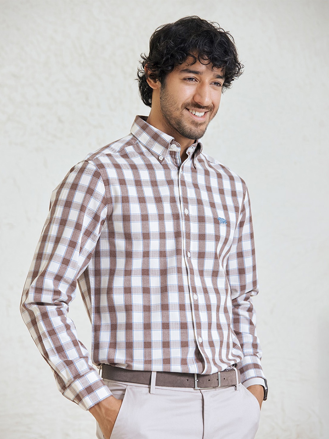 

Andamen Premium Tartan Checked Cotton Shirt, White