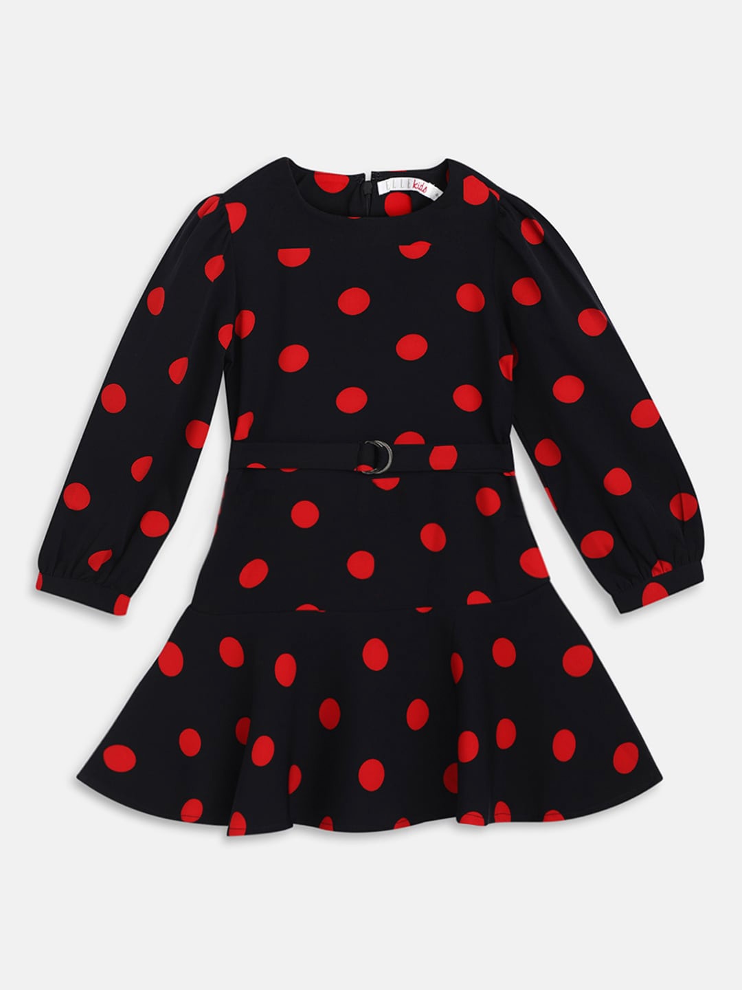 

ELLE Girls Polka Dots Printed A-Line Dress, Black
