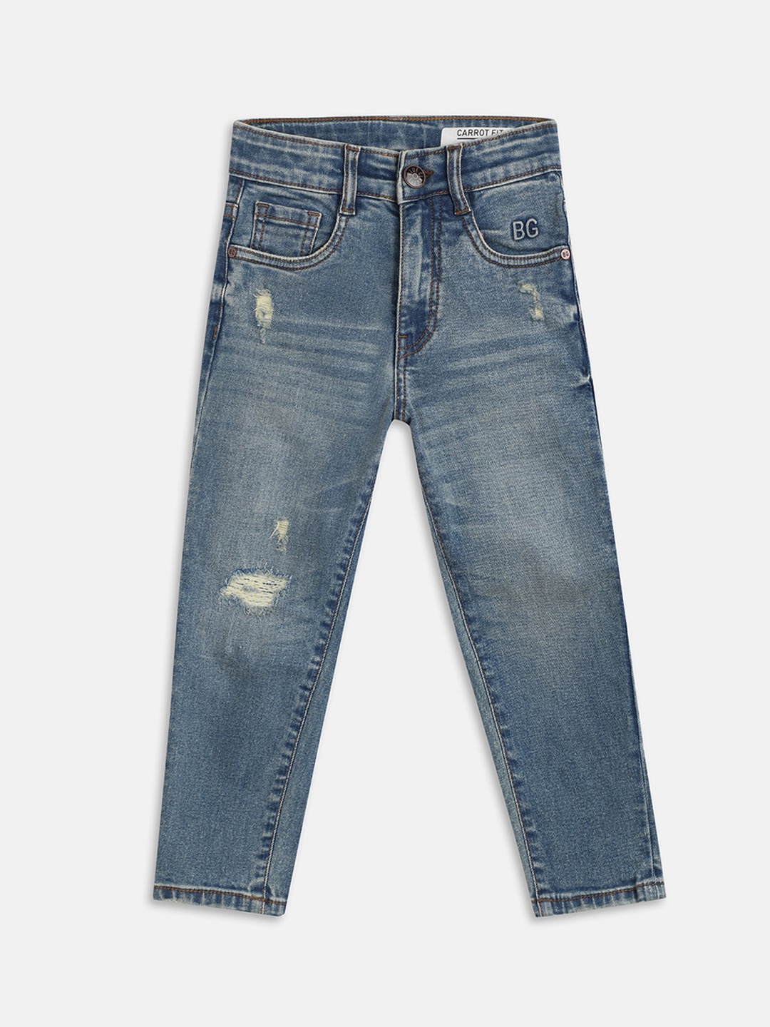 

Blue Giraffe Boys Tapered Fit Mildly Distressed Light Fade Stretchable Jeans