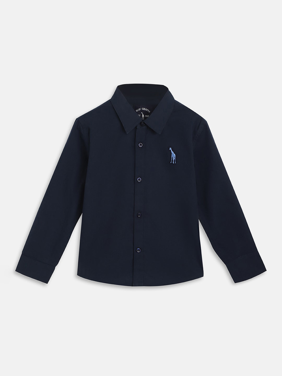 

Blue Giraffe Boys Spread Collar Casual Pure Cotton Shirt, Navy blue