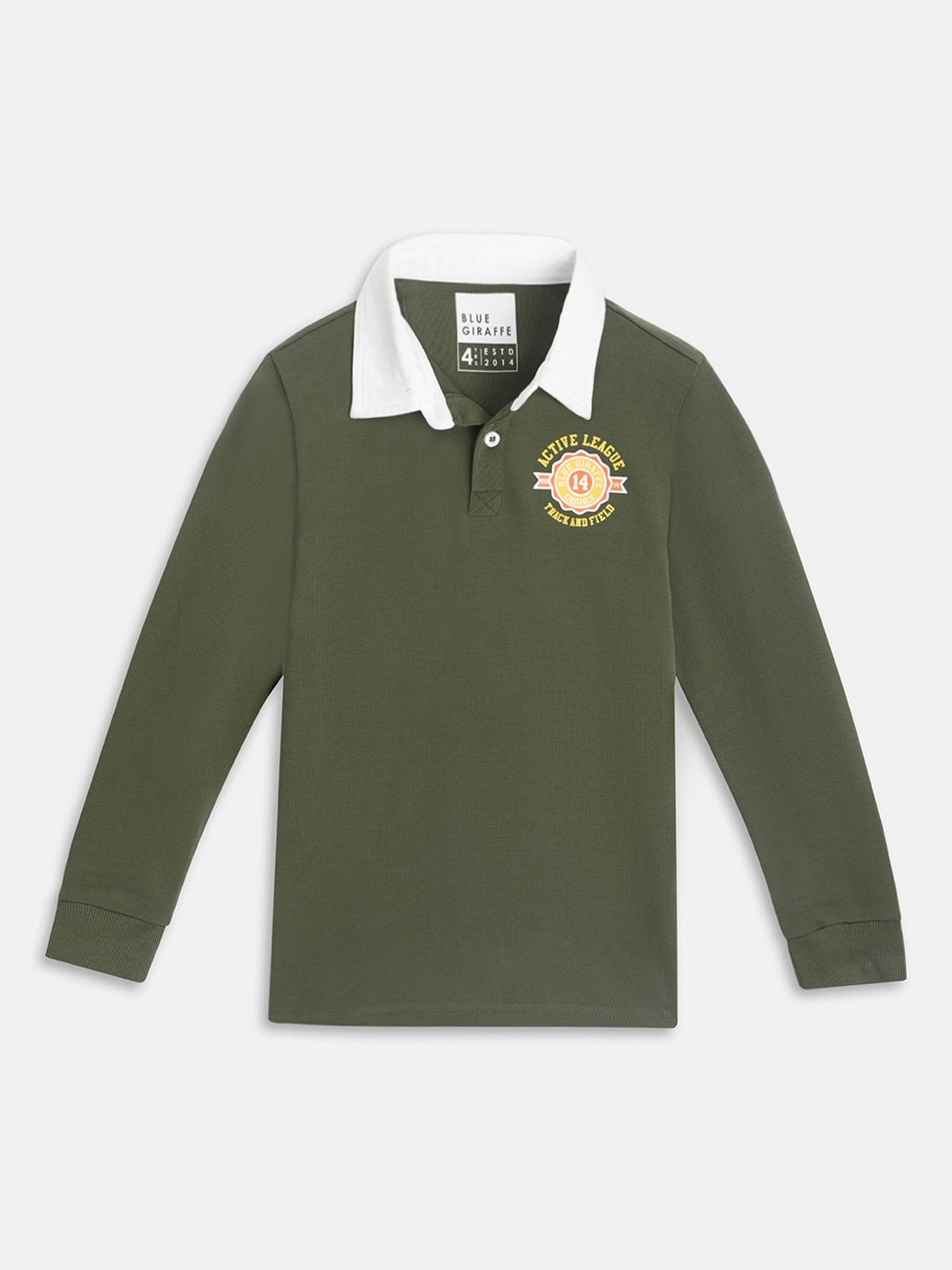 

Blue Giraffe Boys Polo Collar T-shirt, Olive