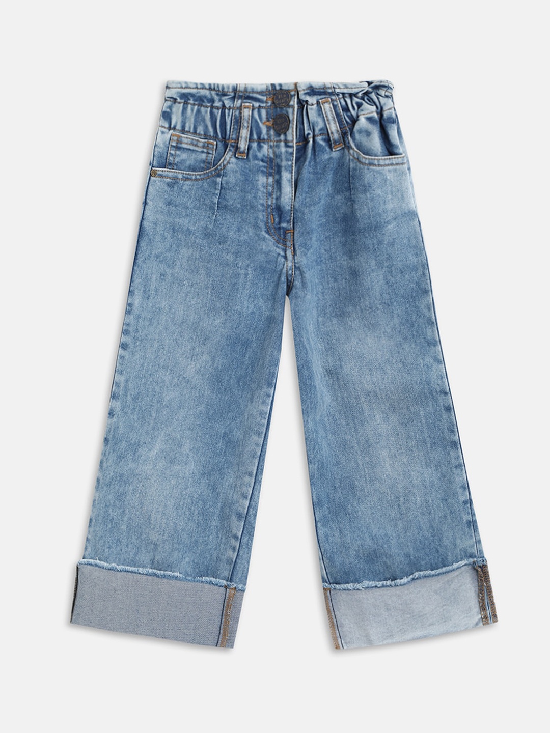 

Blue Giraffe Girls Wide Leg Clean Look Light Fade Stretchable Jeans