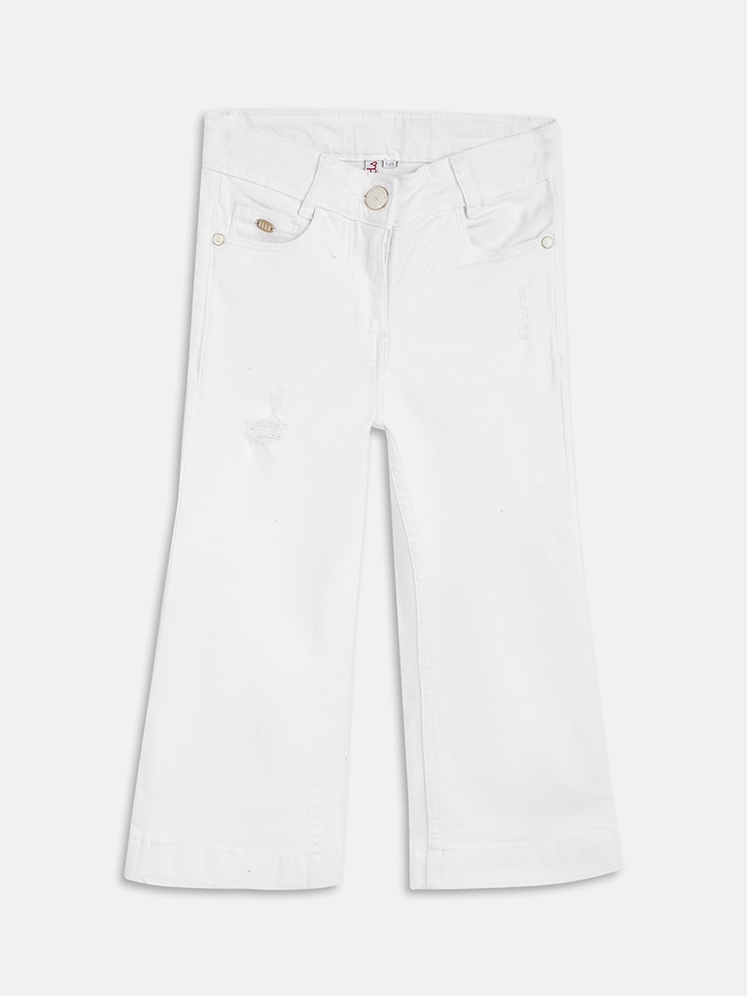 

ELLE Girls Bootcut Mid-Rise Low Distress Stretchable Jeans, White