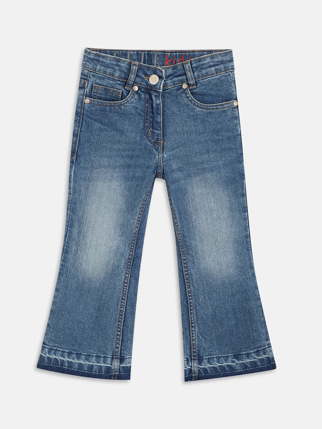 

ELLE Girls Bootcut Mid-Rise Light Fade Stretchable Clean Look Jeans, Blue