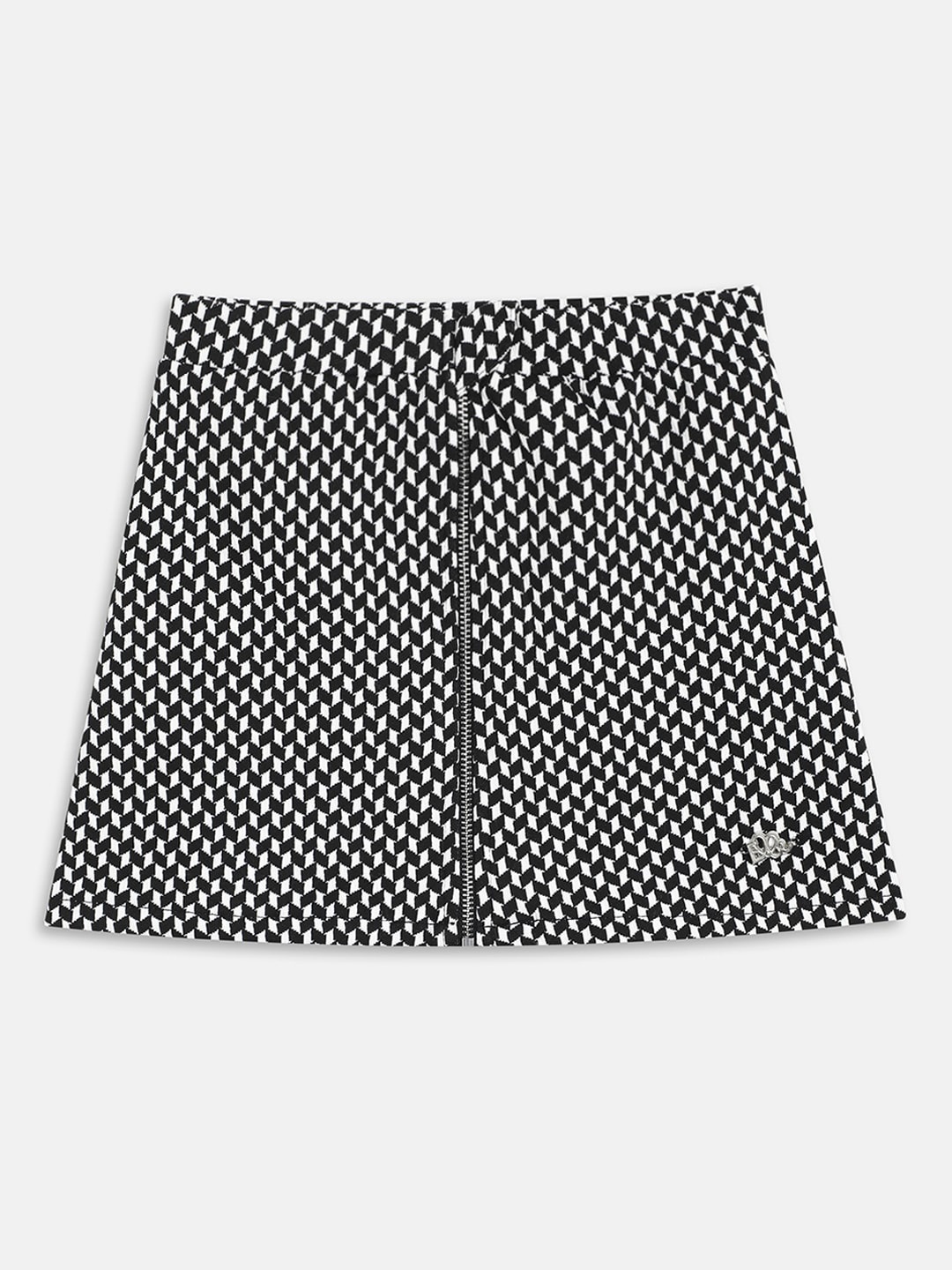 

ELLE Girls Abstract Printed A Line Mini Skirt, Black