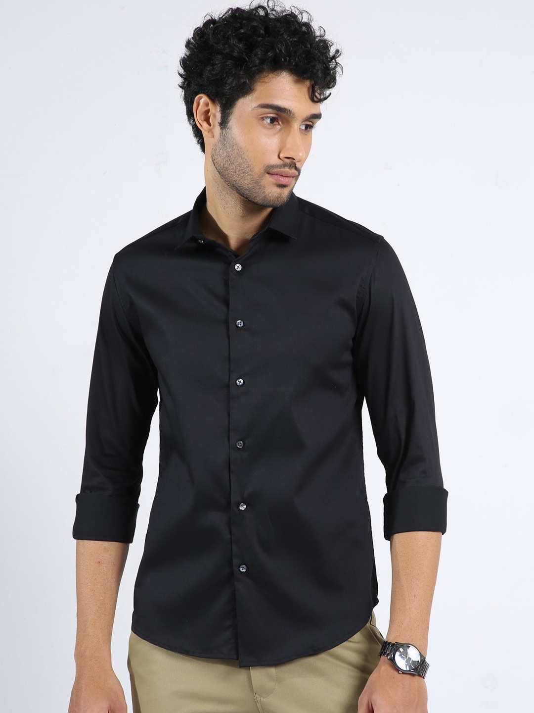 

BADMAASH Slim Fit Casual Shirt, Black