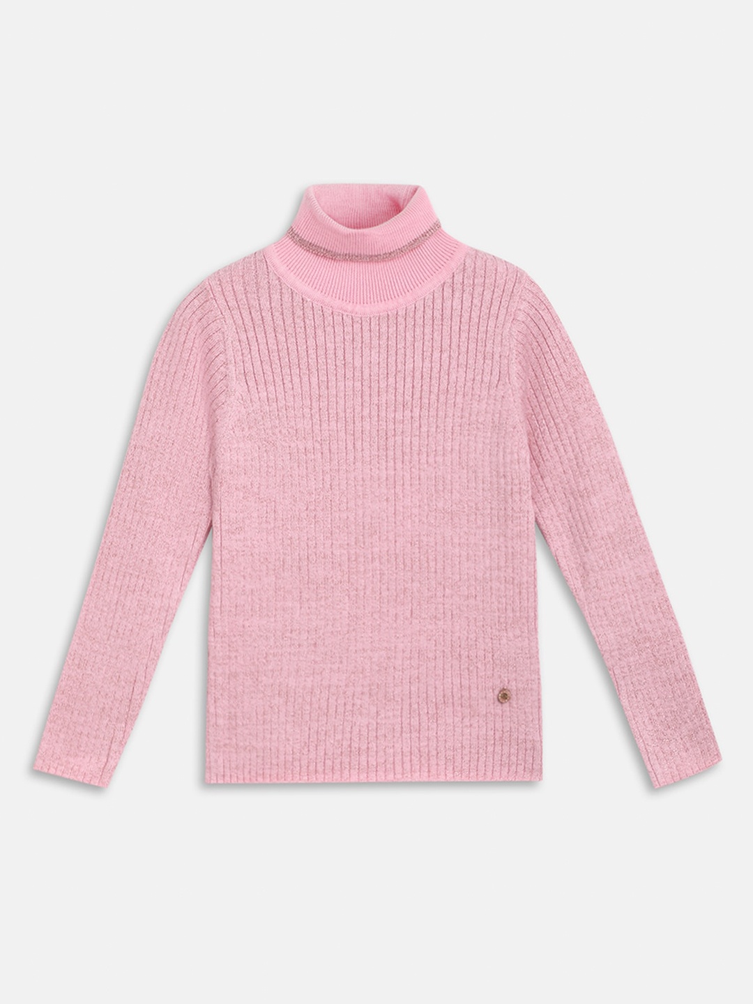 

ELLE Girls Ribbed Turtle Neck Long Sleeve Cotton Pullover Sweaters, Pink