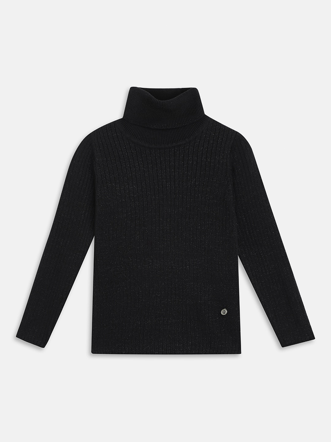 

ELLE Girls Ribbed Turtle Neck Long Sleeve Cotton Pullover Sweaters, Black