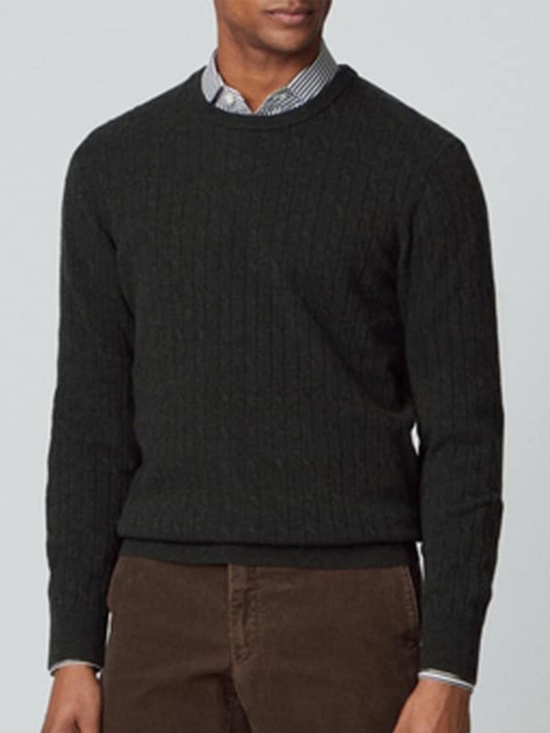 

HACKETT LONDON Self Design Cable Knit Woollen Pullover Sweaters, Green