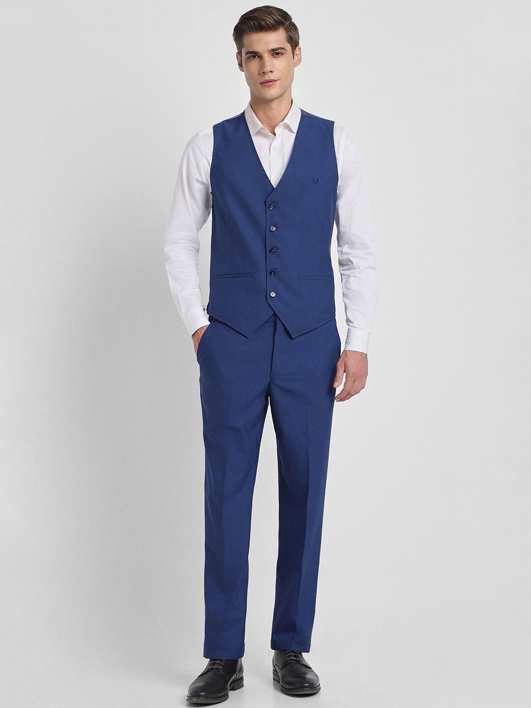 

Allen Solly Slim Fit Single Breasted Three Piece Formal Suit, Blue