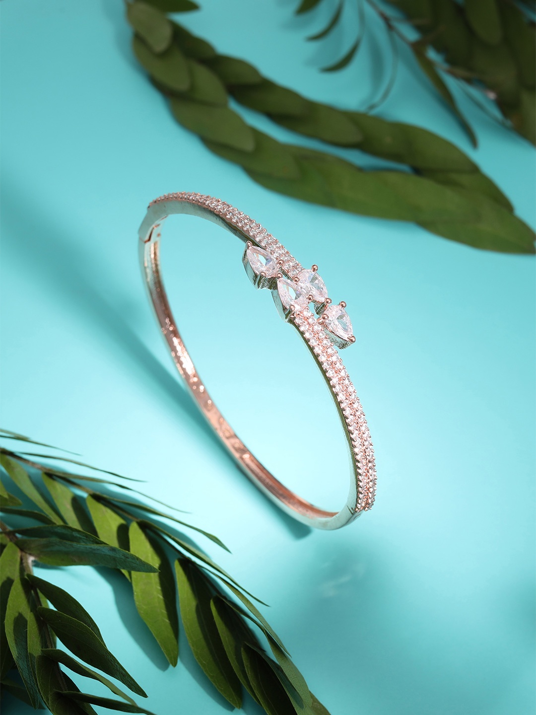 

Brado Jewellery Rose Gold-Plated Brass American Diamond Bangle-Style Bracelet