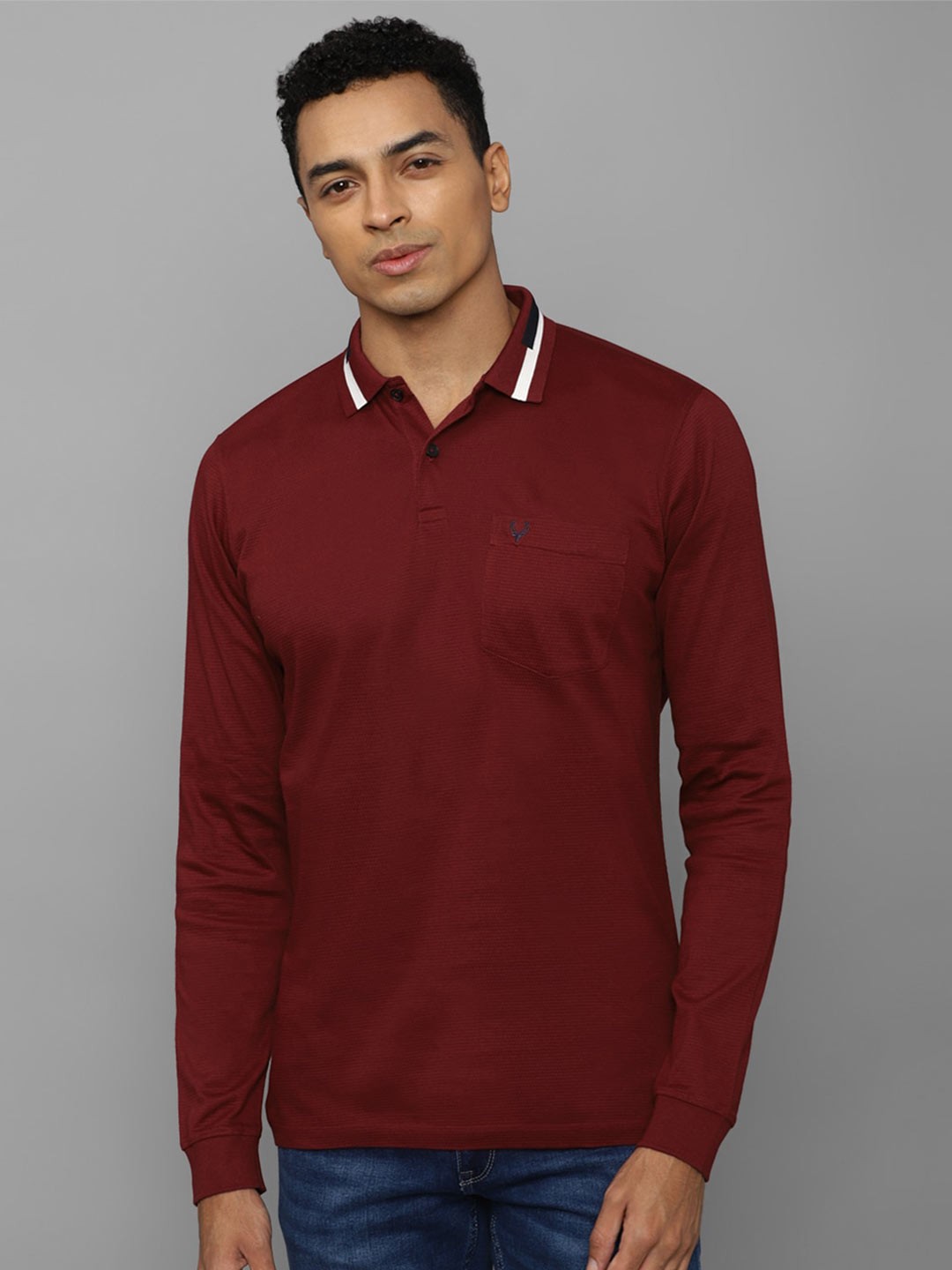 

Allen Solly Polo Collar Pure Cotton Casual T-shirt, Maroon