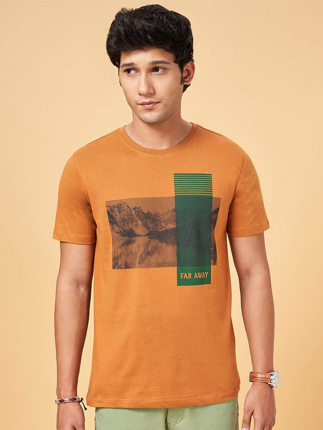 

Urban Ranger by pantaloons Graphic Printed Cotton T-Shirt, Orange